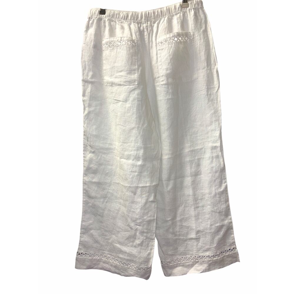 Joie 100% Linen White Wide Leg Crop Pant size Medium - Picture 3 of 9